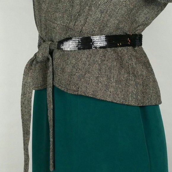 Loft petites herringbone short sleeve grey jacket - Picture 7 of 16